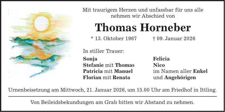 Traueranzeige Thomas Horneber