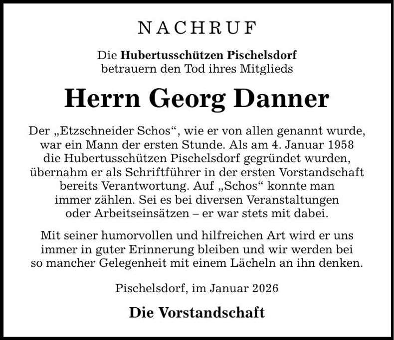 Traueranzeige Georg Danner