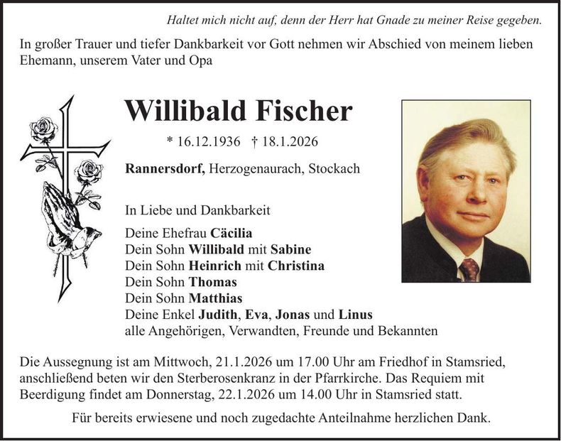 Traueranzeige Willibald Fischer