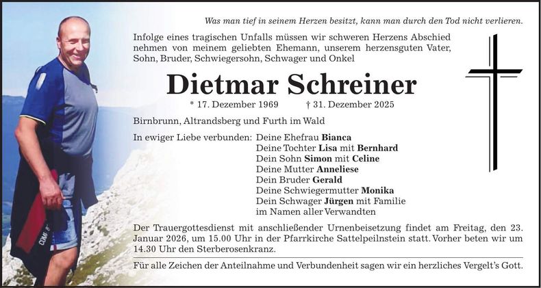 Traueranzeige Dietmar Schreiner