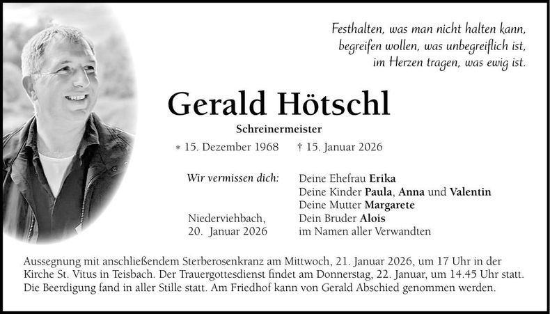 Traueranzeige Gerald Hötschl