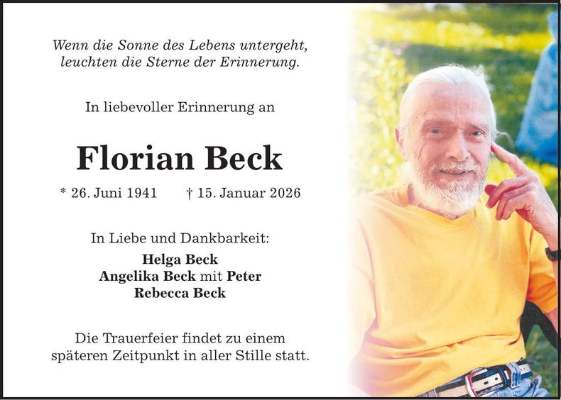Traueranzeige Florian Beck