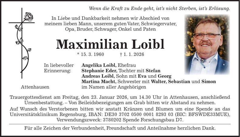 Traueranzeige Maximilian Loibl