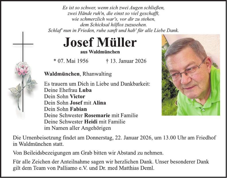 Traueranzeige Josef Müller