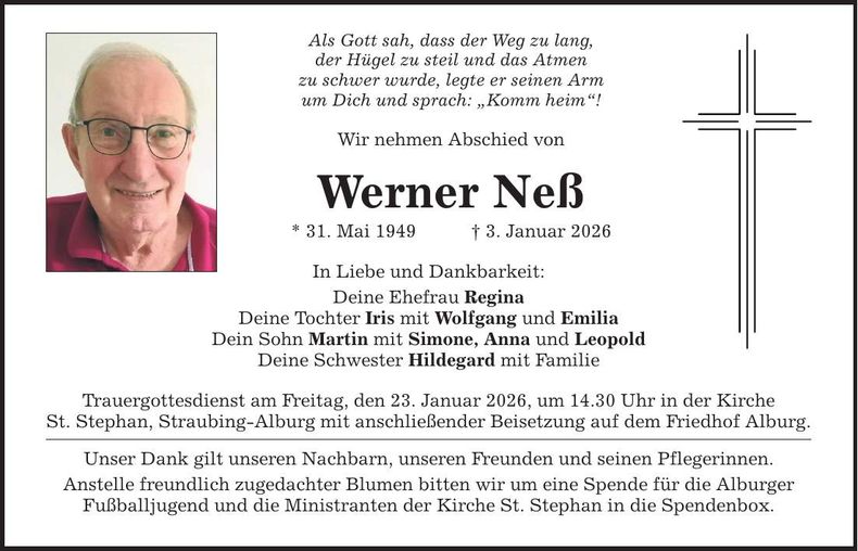 Traueranzeige Werner Neß