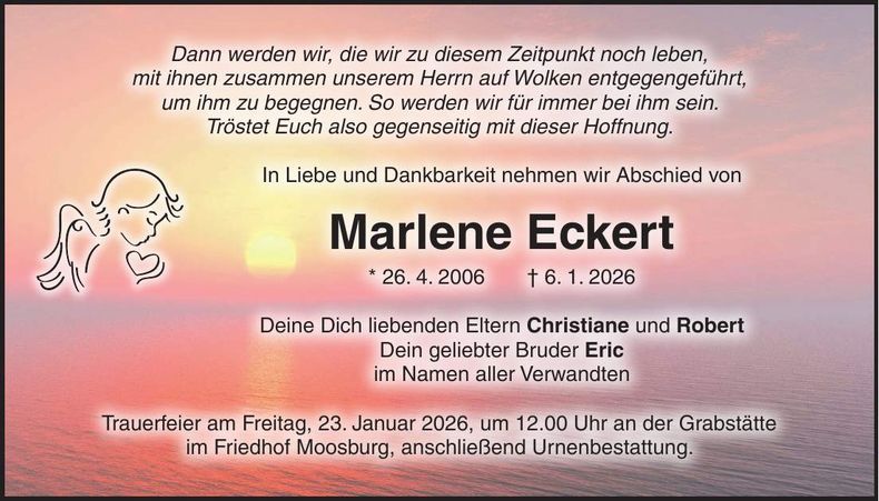 Traueranzeige Marlene Eckert