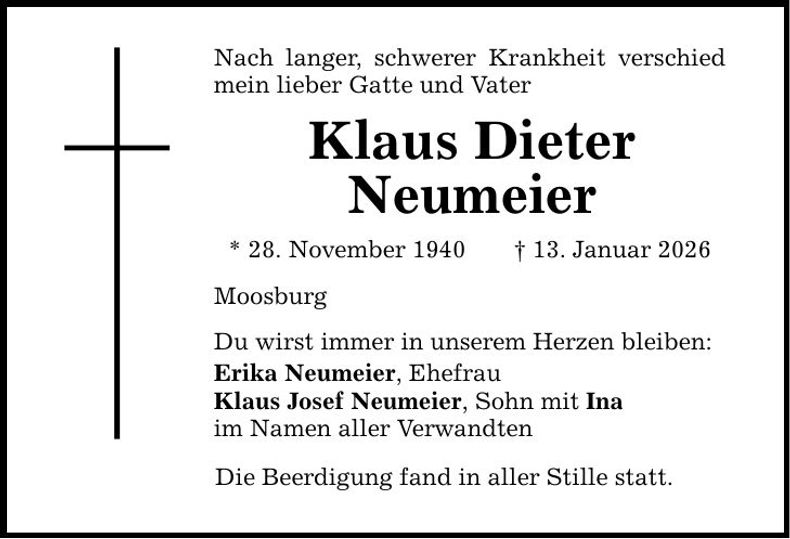 Traueranzeige Klaus Dieter Neumeier