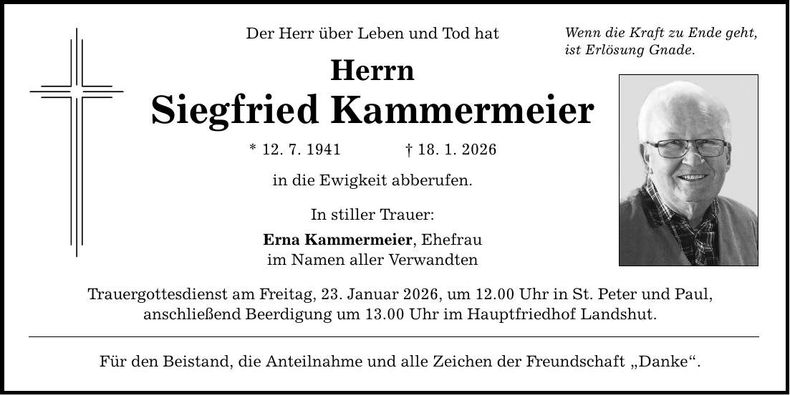 Traueranzeige Siegfried Kammermeier