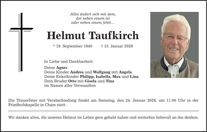 Traueranzeige Helmut Taufkirch