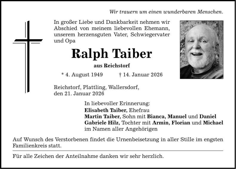 Traueranzeige Ralph Taiber