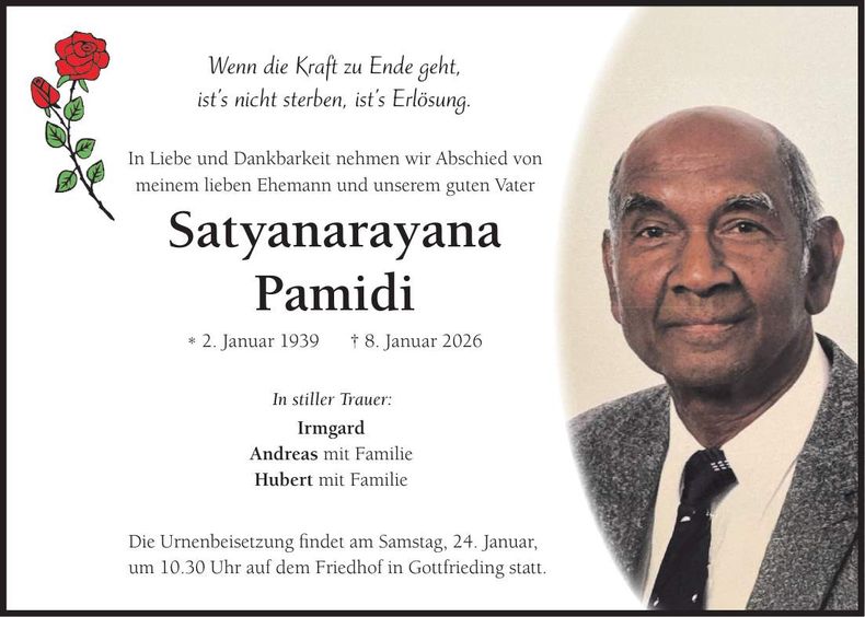 Traueranzeige Satyanarayana Pamidi