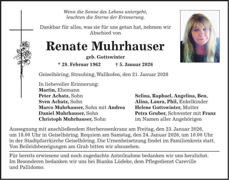 Traueranzeige Renate Muhrhauser