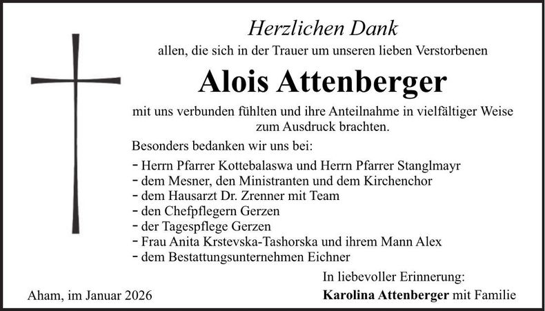 Traueranzeige Alois Attenberger