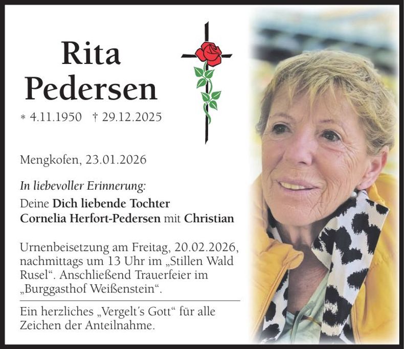 Traueranzeige Rita Pedersen