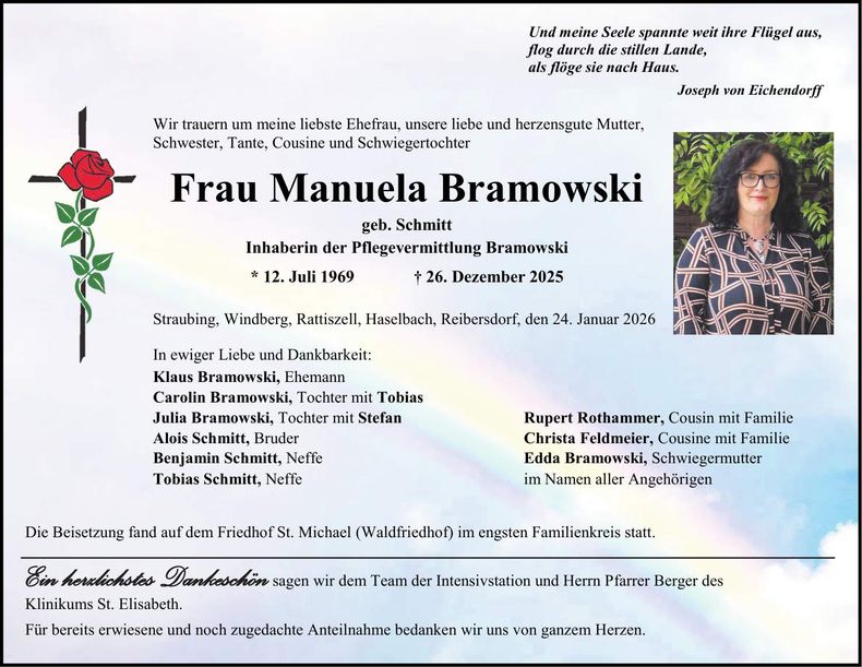 Traueranzeige Manuela Bramowski