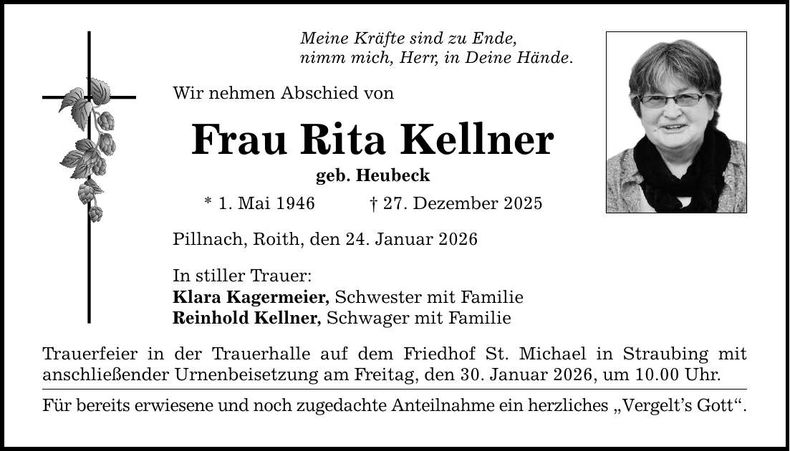 Traueranzeige Rita Kellner
