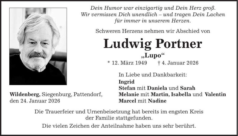 Traueranzeige Ludwig Portner