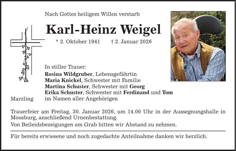 Traueranzeige Karl-Heinz Weigel