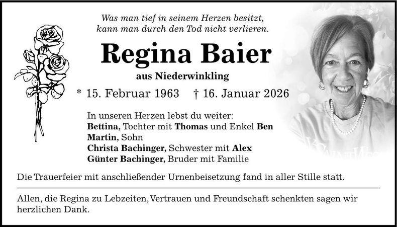 Traueranzeige Regina Baier