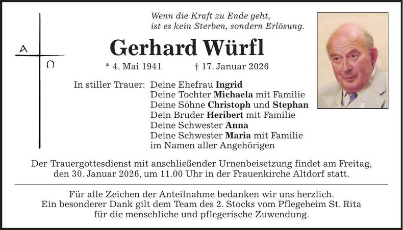 Traueranzeige Gerhard Würfl