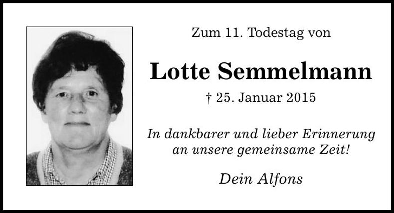 Traueranzeige Lotte Semmelmann