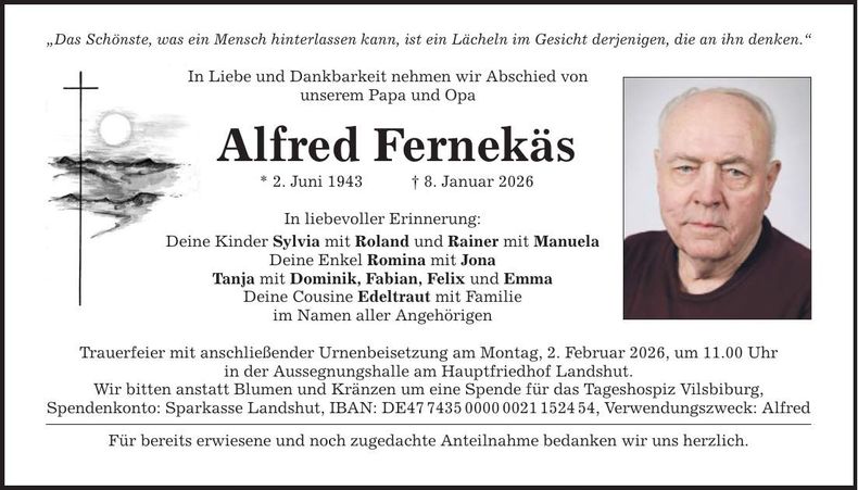 Traueranzeige Alfred Fernekäs