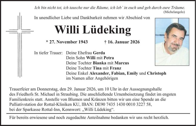 Traueranzeige Willi Lüdeking