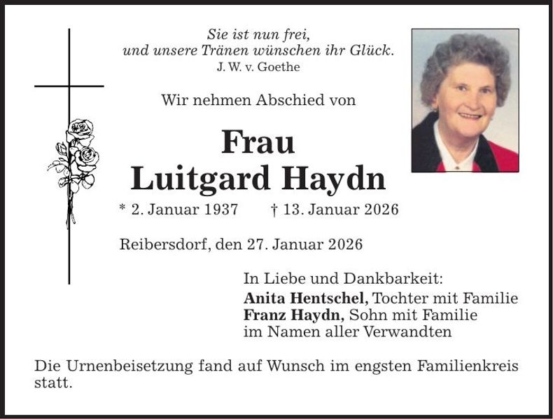 Traueranzeige Luitgard Haydn