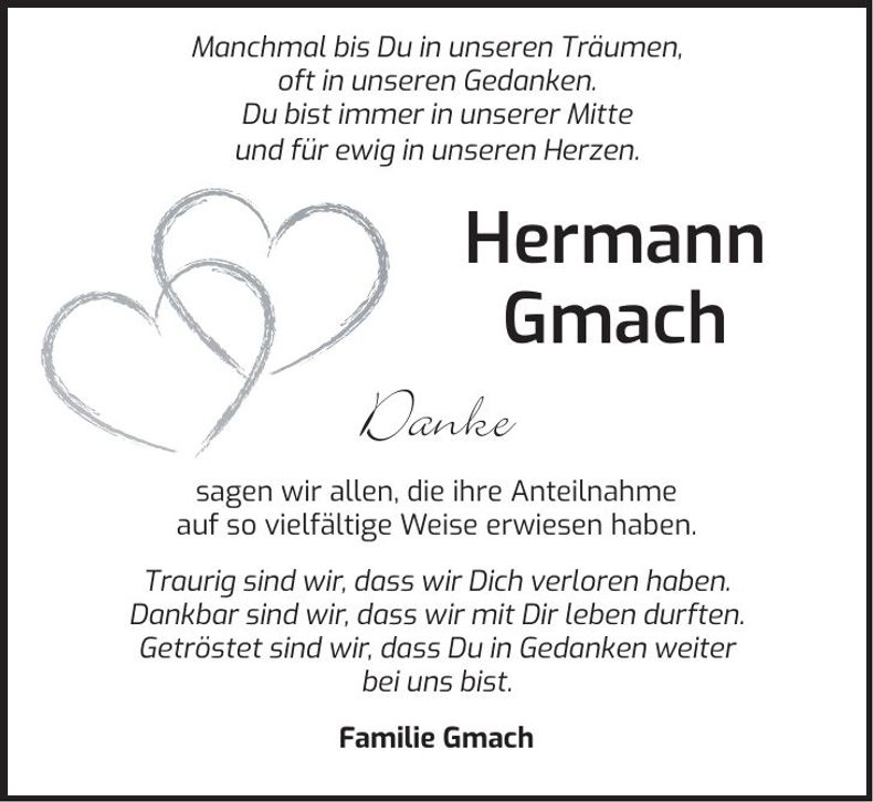 Traueranzeige Hermann Gmach