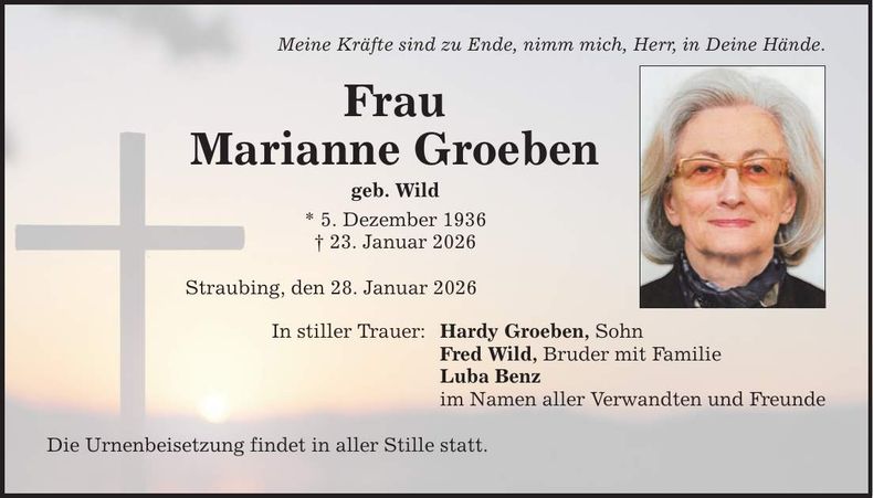 Traueranzeige Marianne Groeben