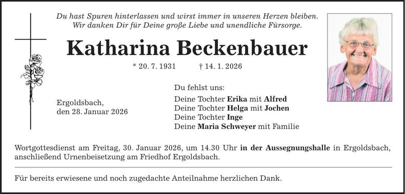 Traueranzeige Katharina Beckenbauer