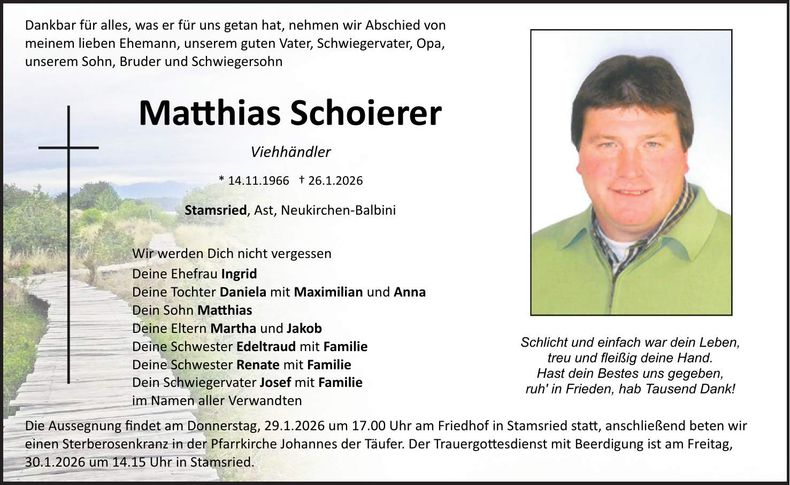 Traueranzeige Matthias Schoierer