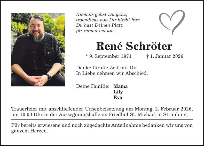 Traueranzeige Rene Schröter