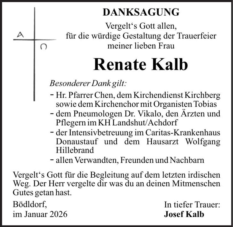 Traueranzeige Renate Kalb