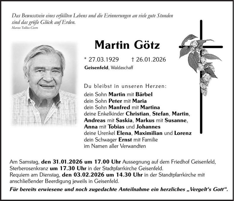 Traueranzeige Martin Götz