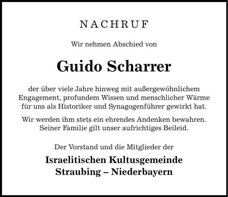 Traueranzeige Guido Scharrer