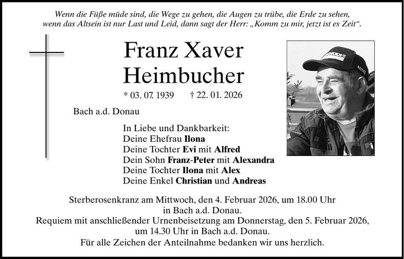 Traueranzeige Franz Xaver Heimbucher