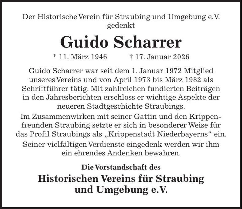 Traueranzeige Guido Scharrer