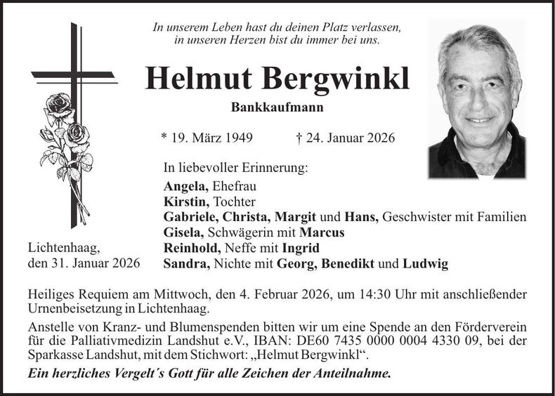 Traueranzeige Helmut Bergwinkl