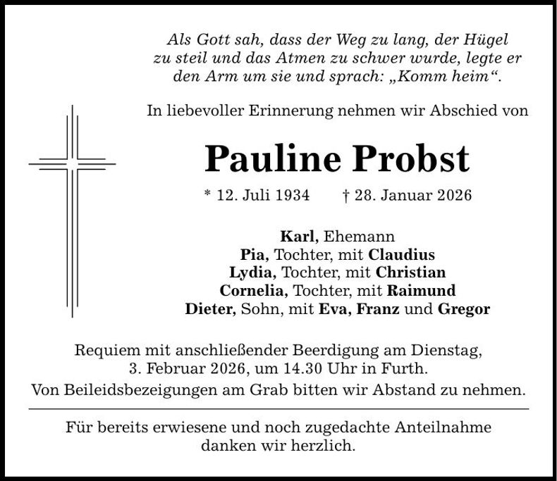 Traueranzeige Pauline Probst