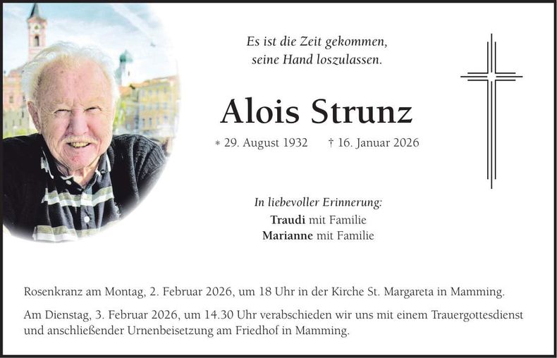 Traueranzeige Alois Strunz