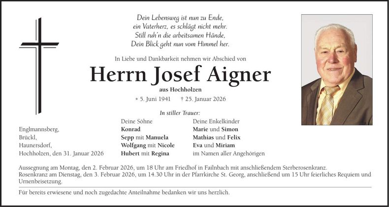 Traueranzeige Josef Aigner