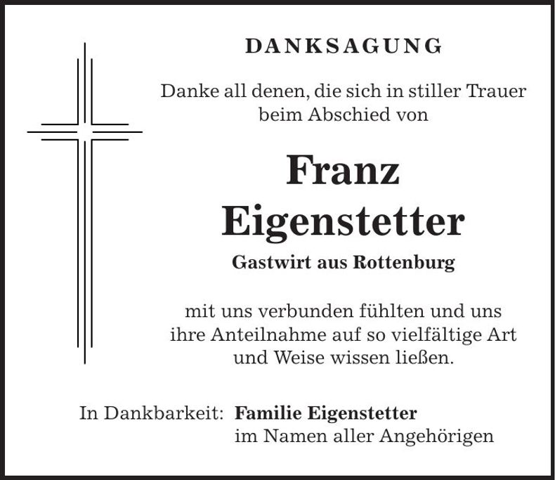 Traueranzeige Franz Eigenstetter