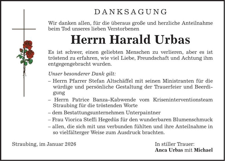Traueranzeige  Urbas