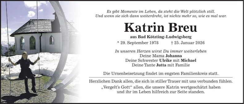 Traueranzeige Katrin Breu