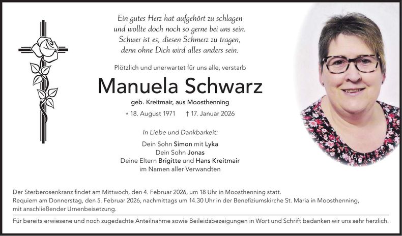 Traueranzeige Manuela Schwarz