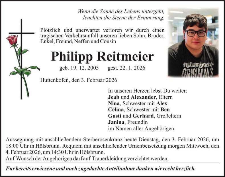 Traueranzeige Philipp Reitmeier