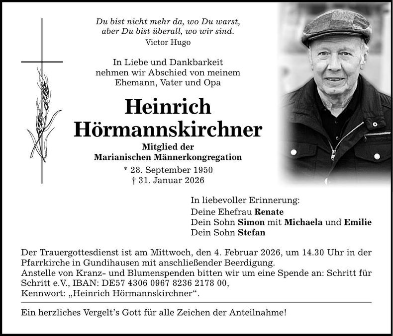 Traueranzeige Heinrich Hörmannskirchner