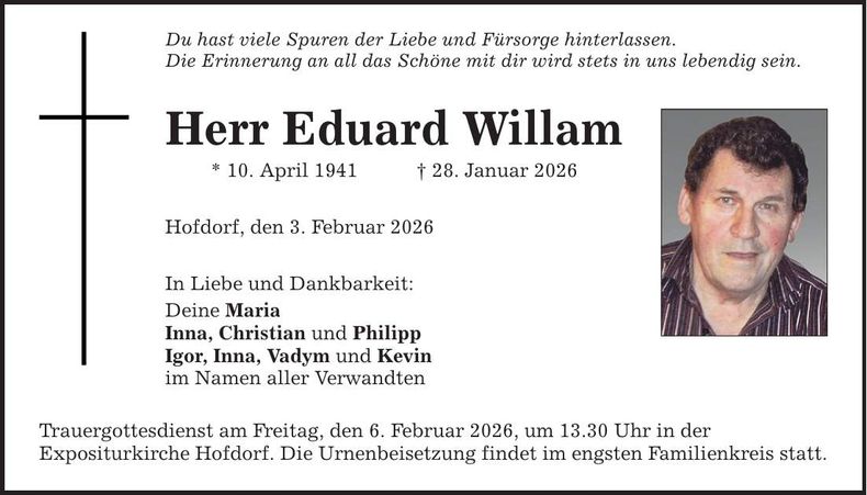Traueranzeige Eduard Willam