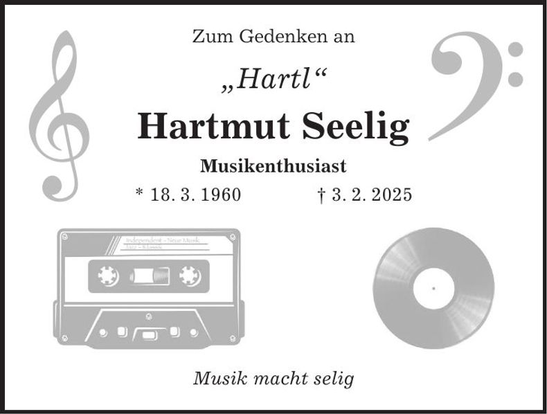 Traueranzeige Hartmut Seelig